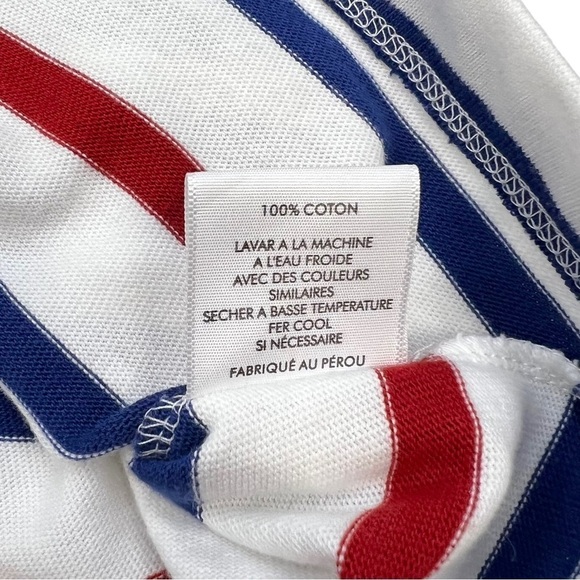 White + Warren Red White Blue Nautical Stripe Tie Shoulder Tank Top Size S - Picture 7 of 8